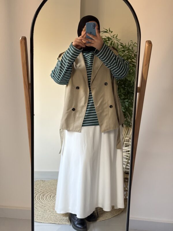 Sutur Striped Shirt (Curvy) – Green & White