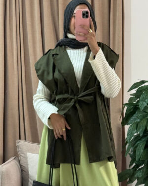 Farida Trench Vest – Dark Olive