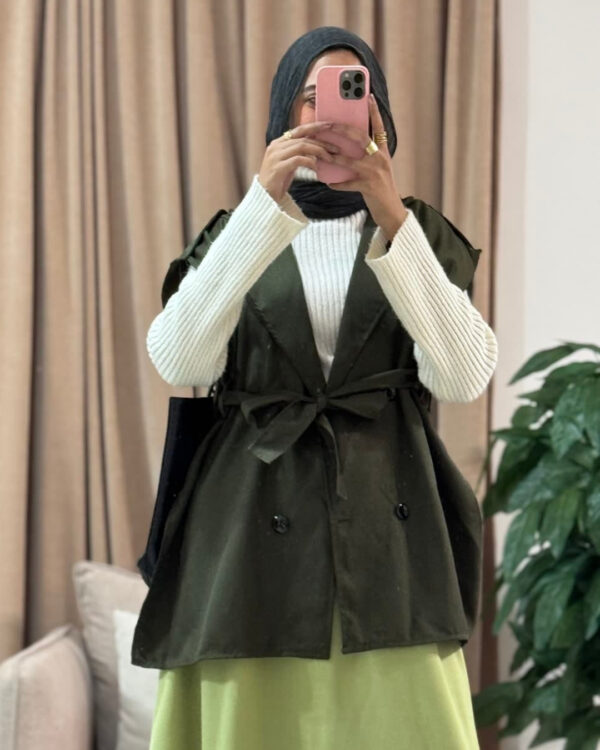 Farida Trench Vest – Dark Olive